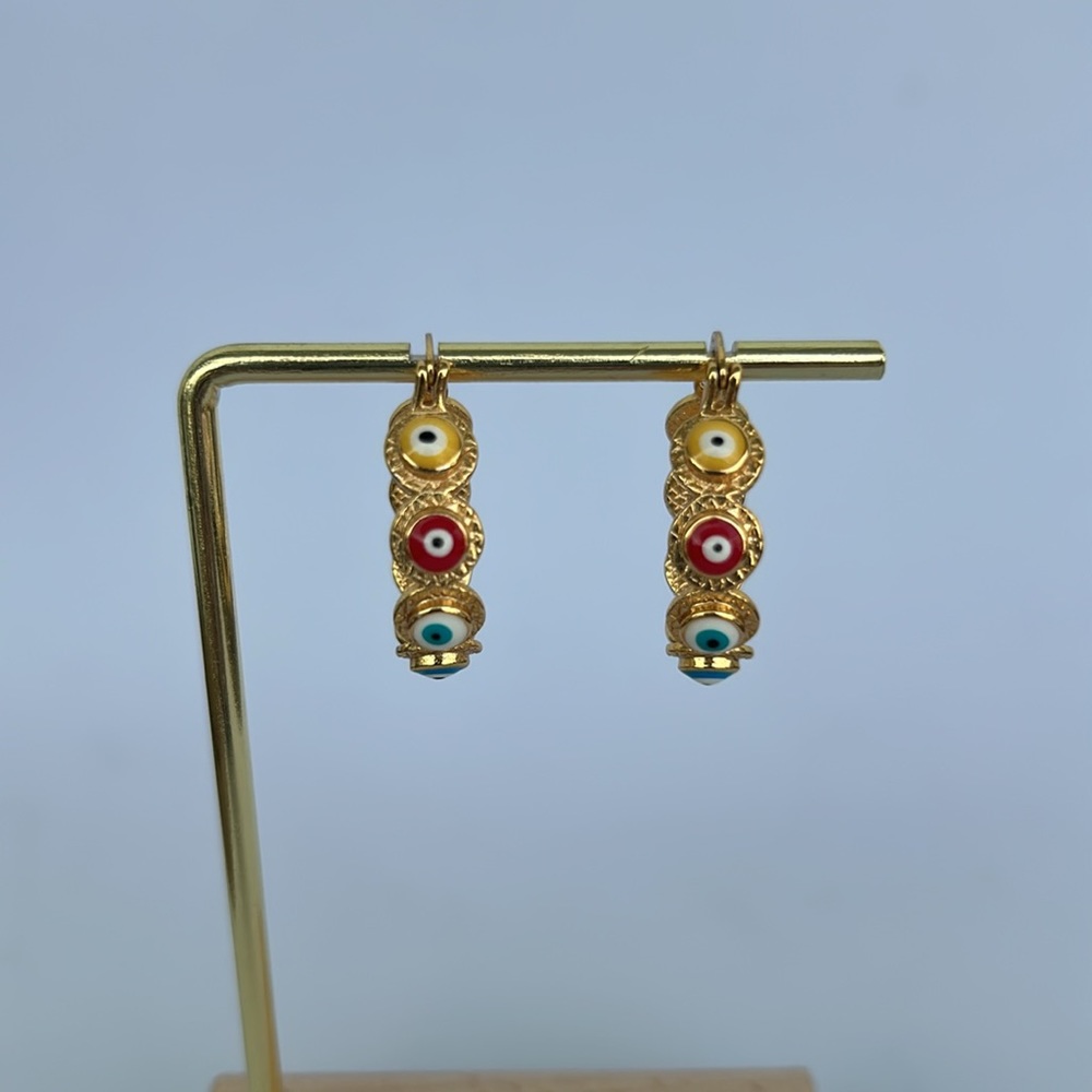 Lucky Eyes 18 K Overlay Hoops - Picture 4 of 6